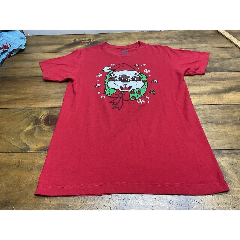 Buc-ees T-shirt Men's Size Small Christmas "Rockin Around" Short Sleeve Red